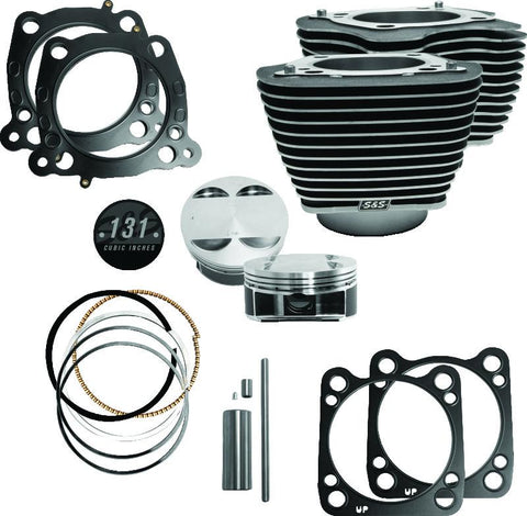 S&S Cycle 2017+ M8 Models 4.250in Bore 4-5/8in Stroke Cylinder Kit - Wrinkle Black w/ Highlight - 910-0762
