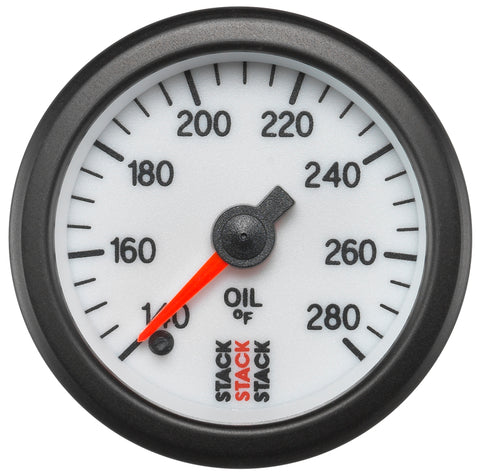 Autometer Stack 52mm 140-280 Deg F 1/8in NPTF Male Pro Stepper Motor Oil Temp Gauge - White - ST3360