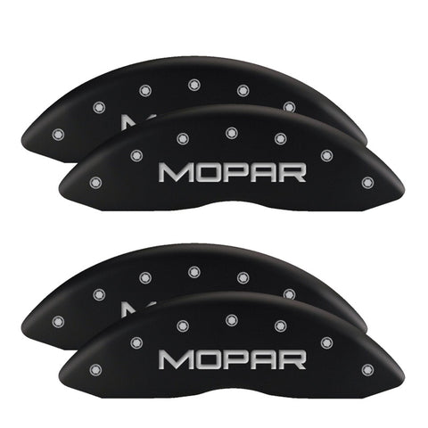 MGP 4 Caliper Covers Engraved Front & Rear Red Powder Coat Finish Silver Charac 100 Anniversary Logo - 14005SBANRD