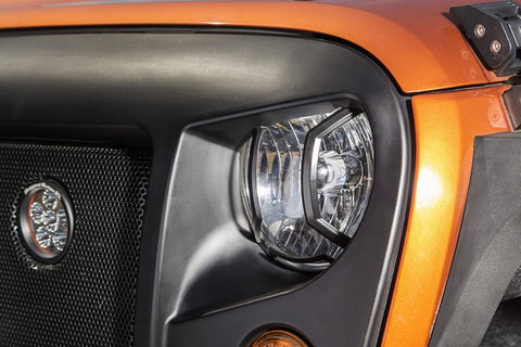 Rugged Ridge 07-18 Jeep Wrangler JK/JKU Textured Black Elite Headlight Euro Guards - 11230.12