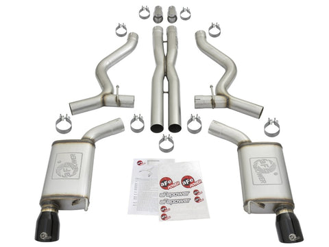 aFe MACHForce XP 3in 304 SS Cat-Back Exhausts w/ Black Tips 15-17 Ford Mustang GT V8-5.0L/V6-3.7L - 49-33072-1B