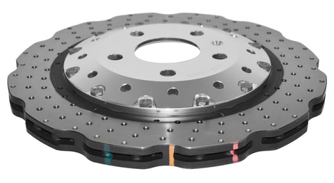 DBA 13-16 Audi RS5 (w/Scalloped edge Iron Discs) Rear 5000 Series Drilled Wavy Rotor w/Silver Hat - 52835WSLVXD