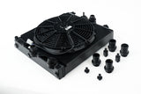 CSF Universal Half Radiator w/-16AN & Slip-On Fittings/12in SPAL Fan & Shroud - Black Finish - 2858XB