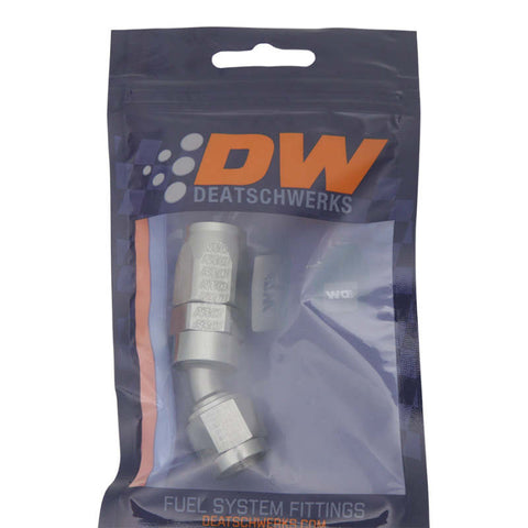 DeatschWerks 6AN Female Swivel 30-Degree Hose End CPE - Anodized Titanium - 6-02-0818