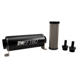 DeatschWerks Stainless Steel 3/8in 10 Micron Universal Inline Fuel Filter Housing Kit (160mm) - 8-03-160-010K-38