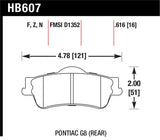 Hawk 08-09 Pontiac G8 3.6 Base/6.0 HPS Street Rear Brake Pads - HB607F.616