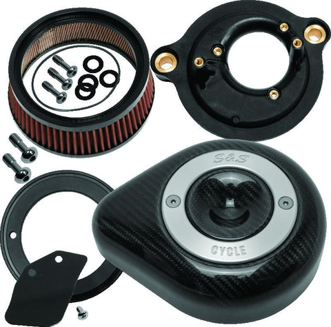 S&S Cycle 2017+ M8 Models Stealth Air Cleaner Kit w/ Carbon Fiber Cover - 170-0498B