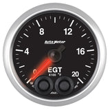 Autometer Elite 52mm 0-2000 Deg F Full Sweep Electronic Exhaust Gas Temperature Gauge - 5645