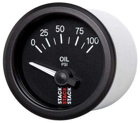 Autometer Stack Instruments 52mm 0-100 PSI 1/8in NPTF Electronic Oil Pressure Gauge - Black - ST3202
