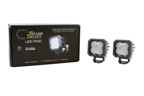 Diode Dynamics Stage Series C1 LED Pod - White SAE Fog Standard WBL (Pair) - DD6846P