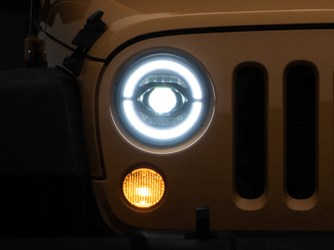 Raxiom 07-18 Jeep Wrangler JK Axial Series LED Headlights- Black Housing (Clear Lens) - J132813