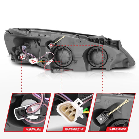 ANZO 2005-2010 Pontiac G6 Projector Headlights w/ Halo Black (CCFL) - 121371