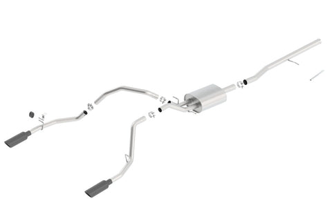 Borla 14 Silv/Sierra C/B Exhaust ATAK 1500 5.3L V8 AT/MT 2&4WD Ext Cab (78.7) WB - Black Chrome - 140537BC