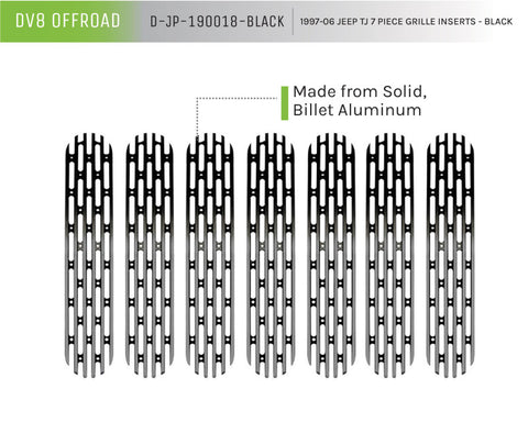 DV8 Offroad 1997-06 Jeep TJ Black Grille Inserts - D-JP-190018-BLACK