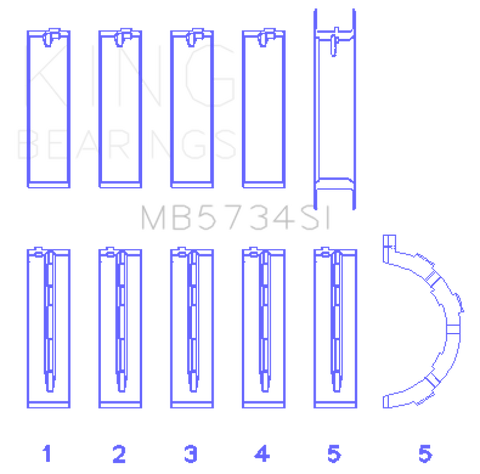 King Ford 302 Cid Coyote (Size +0.5mm) Main Bearing Set - MB5734SI0.5