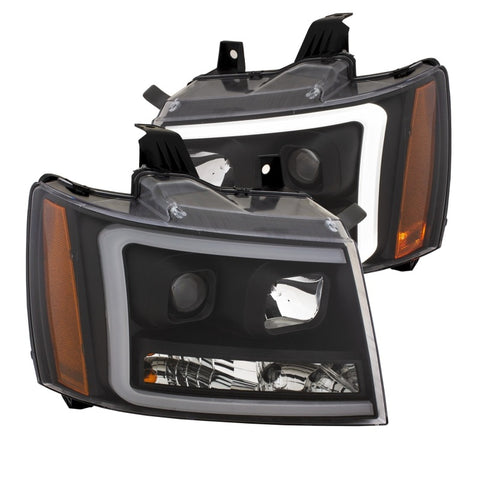 ANZO 07-14 Chevy Tahoe Projector Headlights w/ Plank Style Design Black w/ Amber - 111402