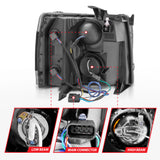 ANZO 2007-2013 Chevrolet Silverado 1500 Projector Headlights w/ Halo Black - 111200