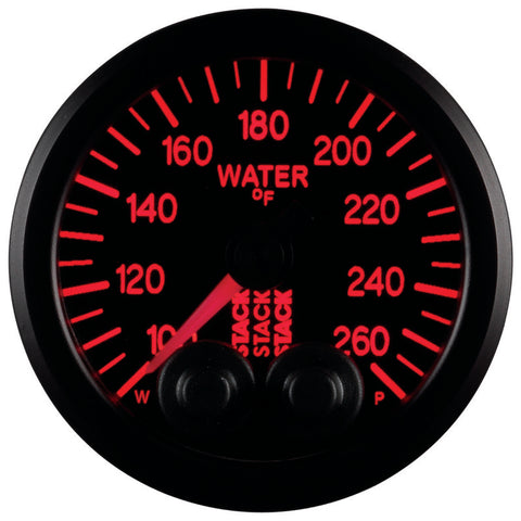 Autometer Stack Pro Control 52mm 100-260 deg F Water Temp Gauge - Black (1/8in NPTF Male) - ST3508