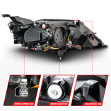 ANZO 14-20 Chevrolet Impala Square Projector LED Bar Headlights w/ Black Housing - 121574