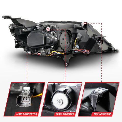 ANZO 14-20 Chevrolet Impala Square Projector LED Bar Headlights w/ Black Housing - 121574