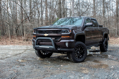 Lund 19-22 Chevrolet Silverado 1500 (Excl. 2019 LD) Bull Bar w/ Light & Wiring-Blk - Black - 47121216