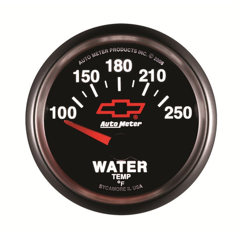 Autometer GM Bowtie Black 2-1/16in 100-250 F Pedestal Electronic Water Temp Gauge - 3637-00406