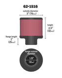 K&N 1in Flange L x 3in OD x 2.5in Height Clamp On Crankcase Vent Filter - 62-1516