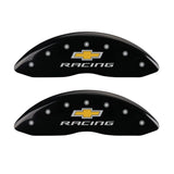 MGP 4 Caliper Covers Engraved Front & Rear Chevy racing Black finish silver ch - 14231SBRCBK