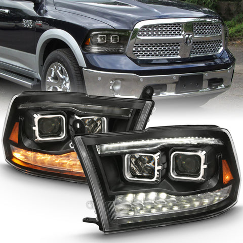 ANZO 2009-2018 Dodge Ram 1500 Projector H.L. Switchback Black Amber - 111441