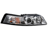 Raxiom 99-04 Ford Mustang Dual LED Halo Projector Headlights- Chrome Housing (Clear Lens) - 49114
