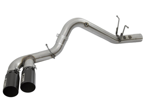 aFe Victory Series 4in 409-SS DPF-Back Exhaust w/ Dual Black Tips 2017 GM Duramax V8-6.6L(td) L5P - 49-44089-B