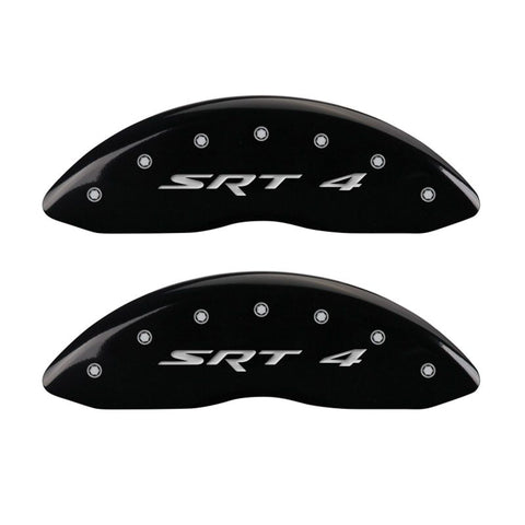 MGP Front set 2 Caliper Covers Engraved Front SRT4 Black finish silver ch - 12002FSR4BK