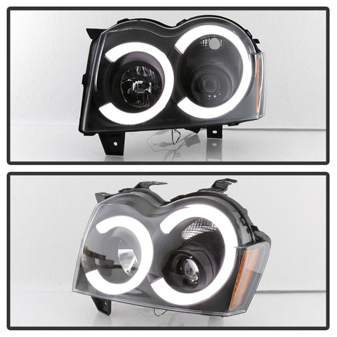 Spyder 05-07 Jeep Grand Cherokee - Light Bar Projector Headlights - Black - PRO-YD-JGC05V2-LB-BK - 5086129