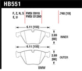 Hawk 07-09 BMW 335d/335i/335xi / 08-09 328i/M3 Performance Ceramic Street Front Brake Pads - HB551Z.748