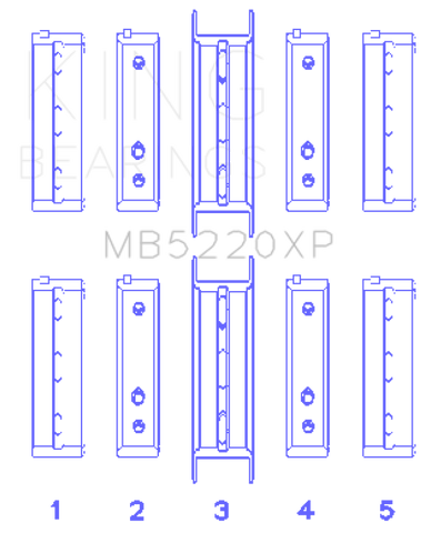 King Subaru WRX/STi EJ20 EJ22 EJ25 Flange #3 Position Performance Main Bearing Set - Size STD - MB5220XP