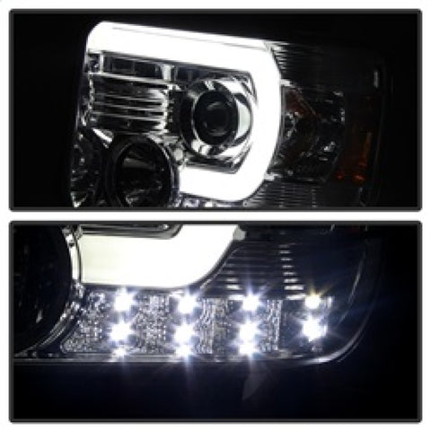 Spyder GMC Sierra 14-16 Projector Headlights Light Bar DRL Chrome PRO-YD-GS14-LBDRL-C - 5080622
