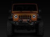 Raxiom 97-18 Jeep Wrangler TJ/JK Axial Halo Headlights w/ DRL Amber Signals- Blk Hsng (Clear Lens) - J108037