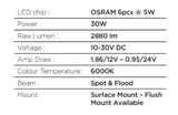 Go Rhino Xplor Blackout Combo Series Sixline LED Flood Lights w/Amber (Surface Mount) - Blk (Pair) - 750600622FBS