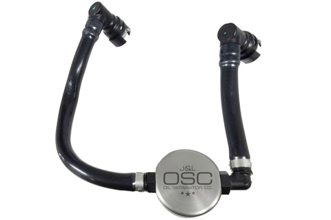 J&L 2018-2023 Ford Mustang GT Passenger Side Oil Separator 3.0 - Clear Anodized - 3024P-C