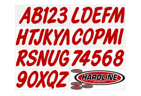 Hardline Boat Lettering Registration Kit 3 in. - 400 Red Solid - RED400EC