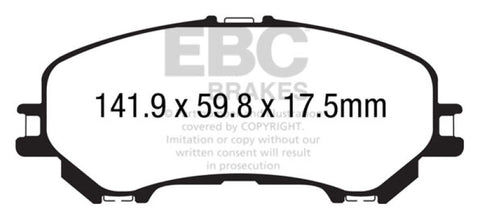 EBC 14+ Nissan Rogue 2.5 2 row seating Ultimax2 Front Brake Pads - UD1737