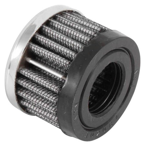K&N Rubber Base Crankcase Vent Filter - Chrome 1in Flange ID x 2in OD x 1.5in Height - 62-1220