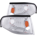 ANZO Corner Lights 1994-1998 Ford Mustang Euro Corner Lights Chrome w/ Amber Reflector - 521016