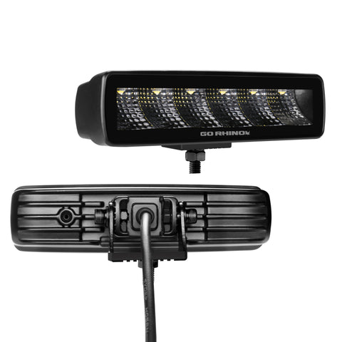Go Rhino Xplor Blackout Series Sixline LED Flood Light Kit (Surface/Threaded Stud Mnt) - Blk (Pair) - 750300621FBS