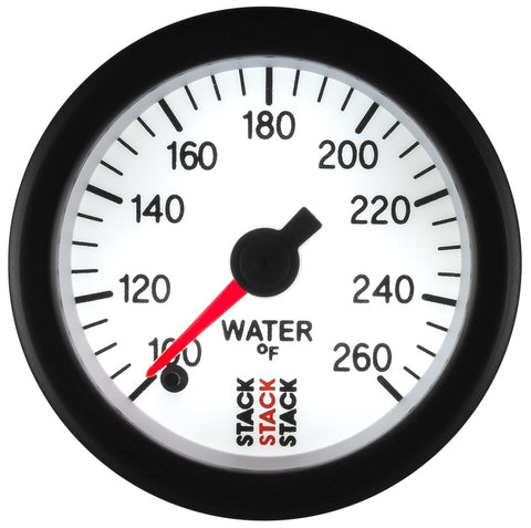 Autometer Stack 52mm 100-260 Deg F 1/8in NPTF Male Pro Stepper Motor Water Temp Gauge - White - ST3358