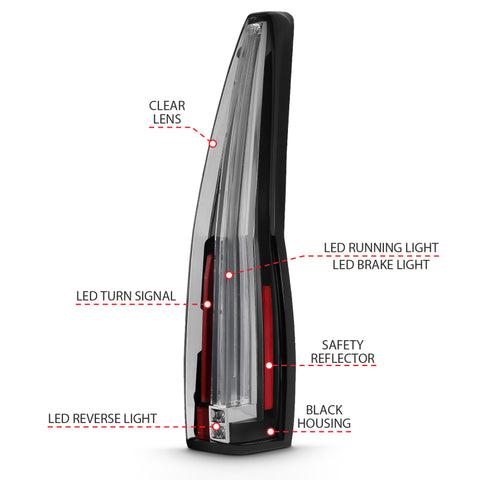 ANZO 2007-2014 Cadillac Escalade Led Taillights Red/Clear - 311296