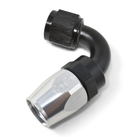 Russell Performance -8 AN Black/Silver 120 Degree Tight Radius Full Flow Swivel Hose End - 613413