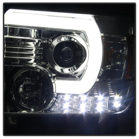 Spyder GMC Sierra 14-16 Projector Headlights Light Bar DRL Chrome PRO-YD-GS14-LBDRL-C - 5080622