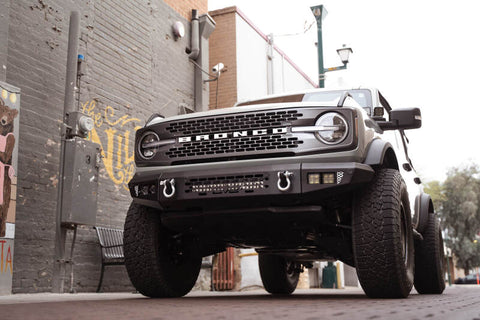 DV8 Offroad 2021+ Ford Bronco Bumper- Accommodates 20in Dual Row Light Bar & (4) 3in Pod Light Mount - FBBR-03