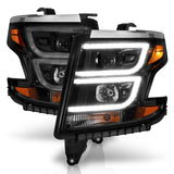 ANZO 2015-2020 Chevy Tahoe Projector Headlights Plank Style Black w/DRL - 111492